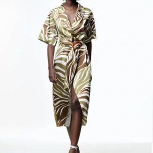 Zara Animal Print Shirt Dress